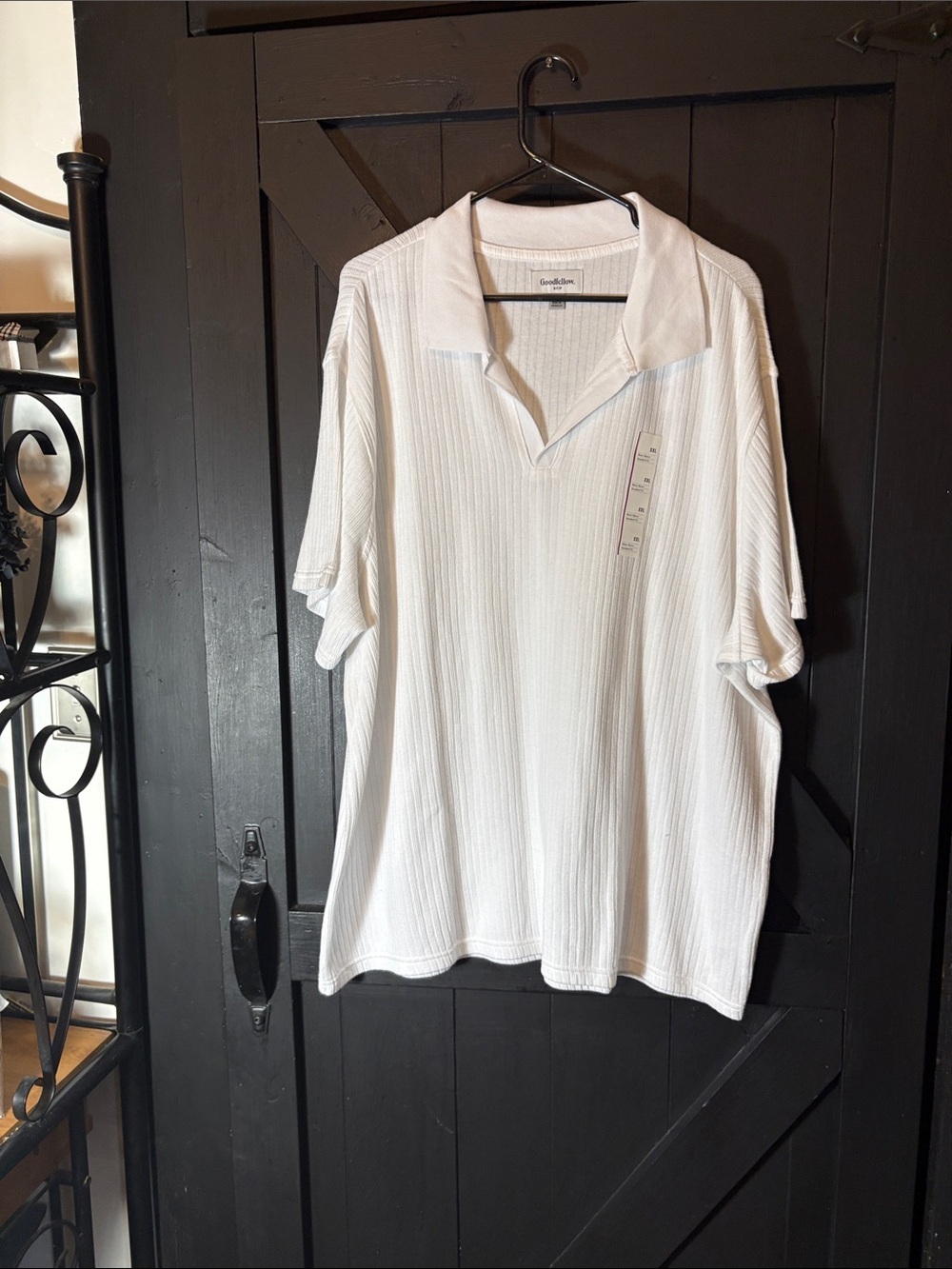 Goodfellow & Co White Ribbed Open-Collar Polo